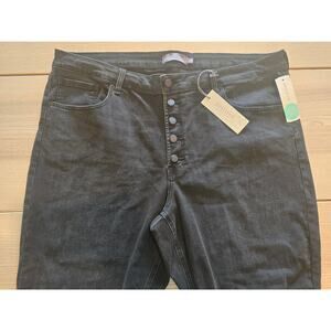 JustUSA Raven Frayed‎ Hem Button Front Skinny Jeans – 20W, Washed Black, New